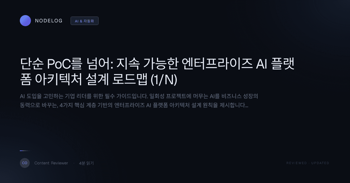 단순 PoC를 넘어: 지속 가능한 엔터프라이즈 AI 플랫폼 아키텍처 설계 로드맵 (1/N)