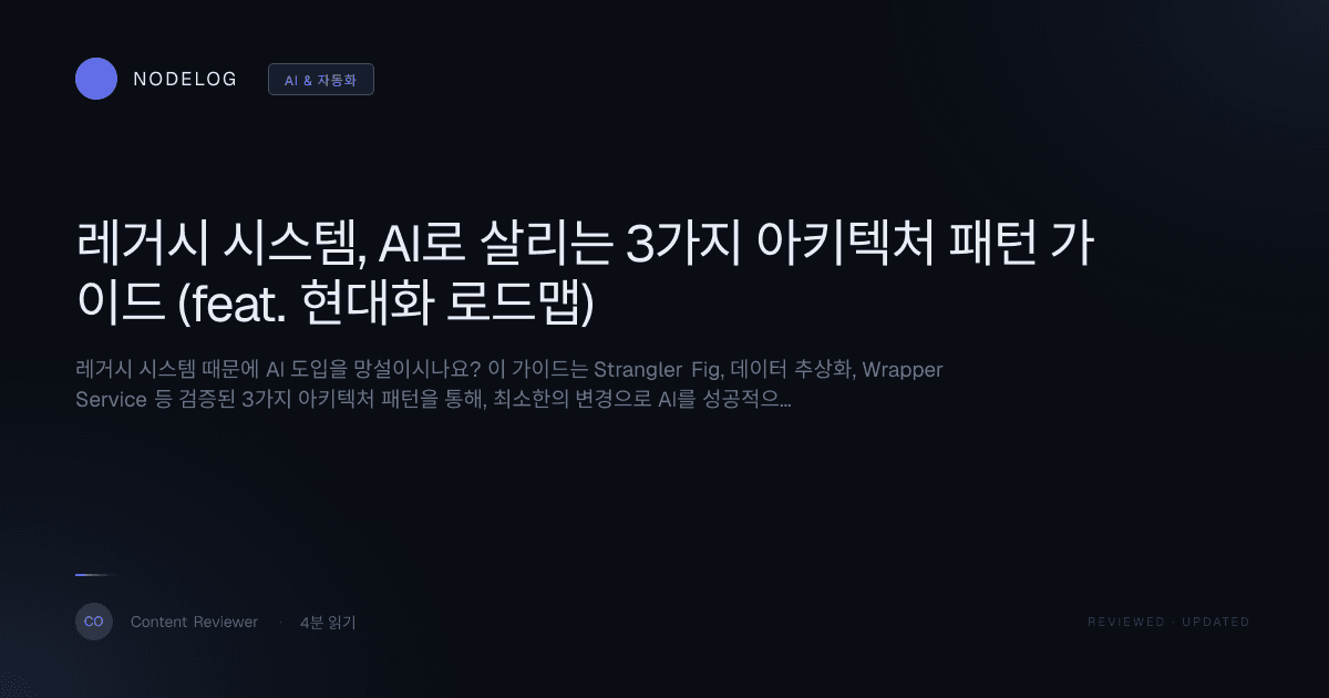 레거시 시스템, AI로 살리는 3가지 아키텍처 패턴 가이드 (feat. 현대화 로드맵)