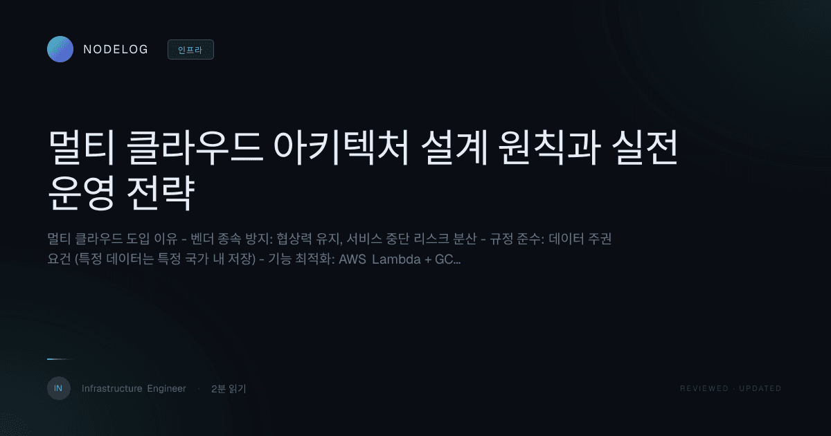 멀티 클라우드 아키텍처 설계 원칙과 실전 운영 전략