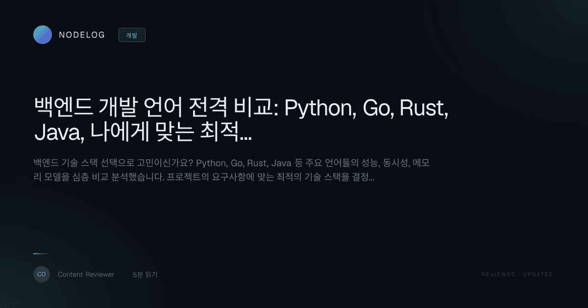 백엔드 개발 언어 전격 비교: Python, Go, Rust, Java, 나에게 맞는 최적의 스택은?