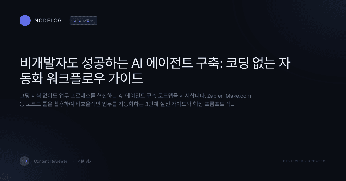 비개발자도 성공하는 AI 에이전트 구축: 코딩 없는 자동화 워크플로우 가이드