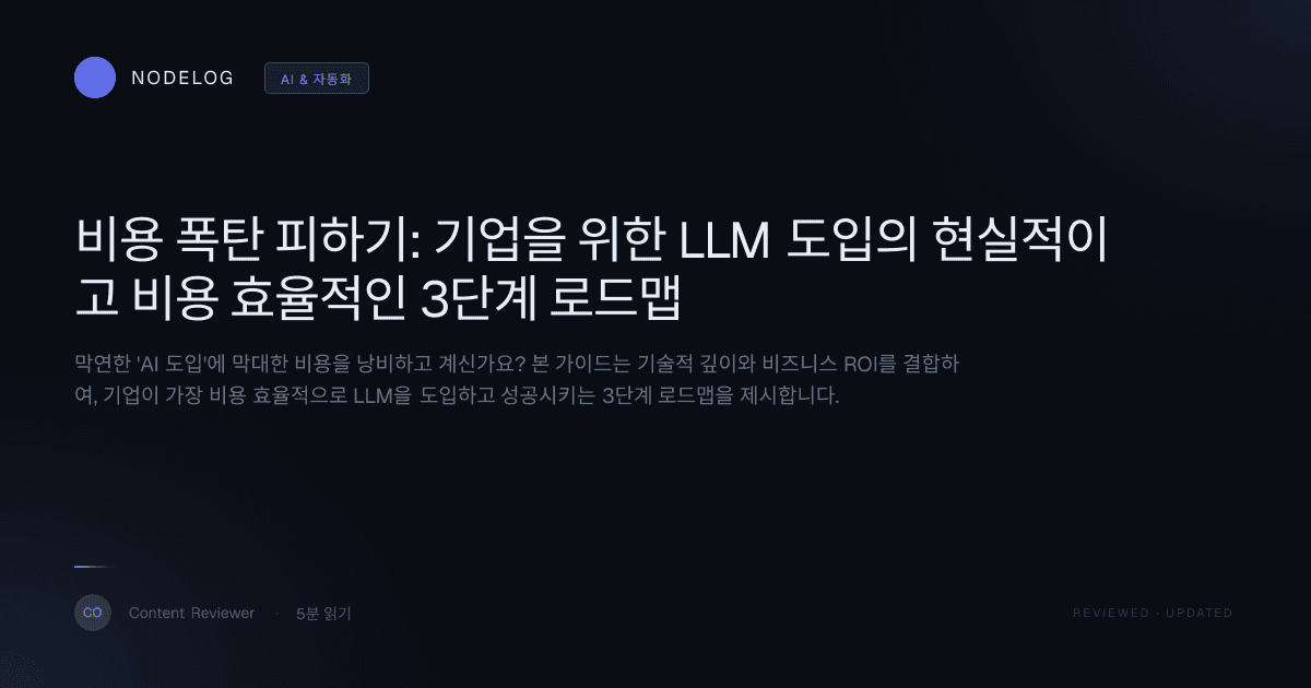 비용 폭탄 피하기: 기업을 위한 LLM 도입의 현실적이고 비용 효율적인 3단계 로드맵