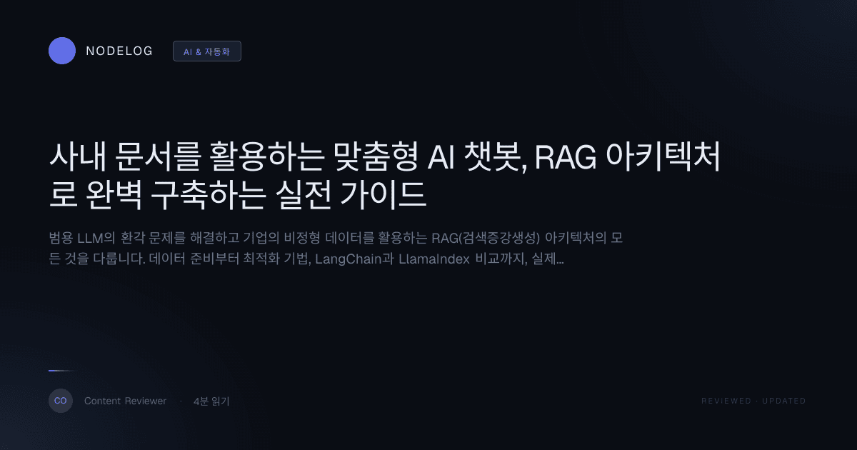 사내 문서를 활용하는 맞춤형 AI 챗봇, RAG 아키텍처로 완벽 구축하는 실전 가이드