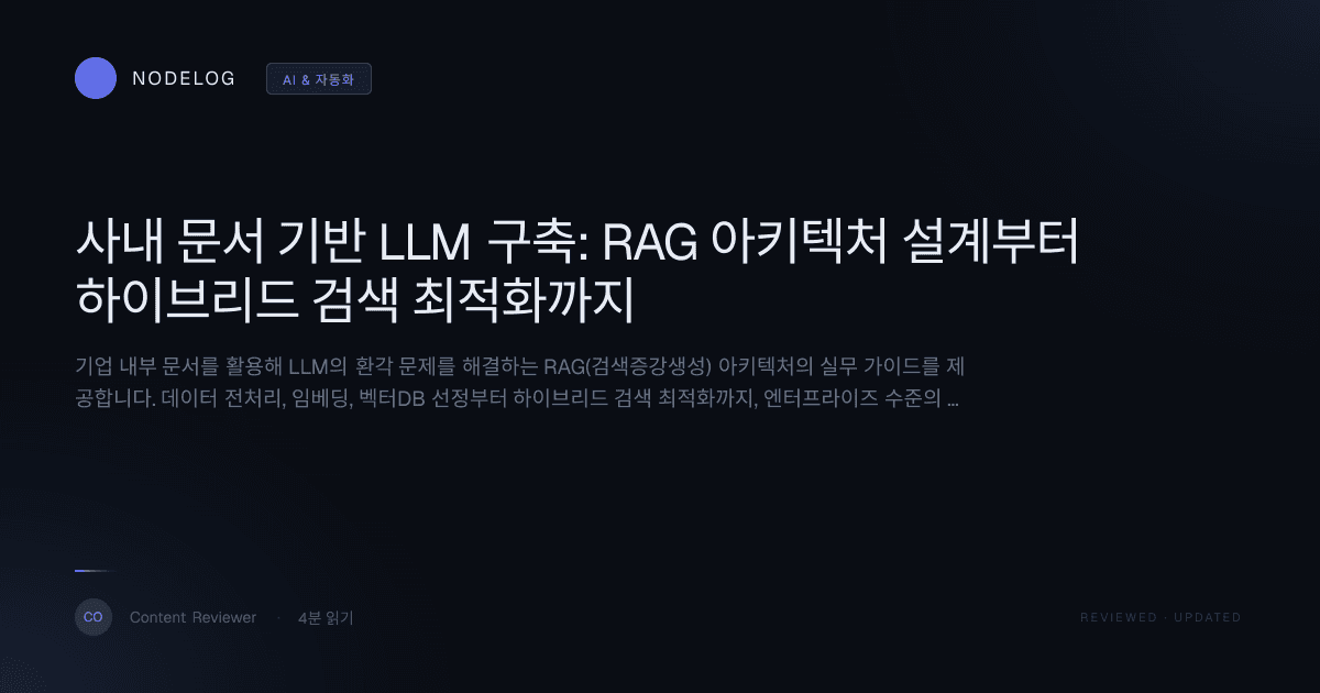 사내 문서 기반 LLM 구축: RAG 아키텍처 설계부터 하이브리드 검색 최적화까지