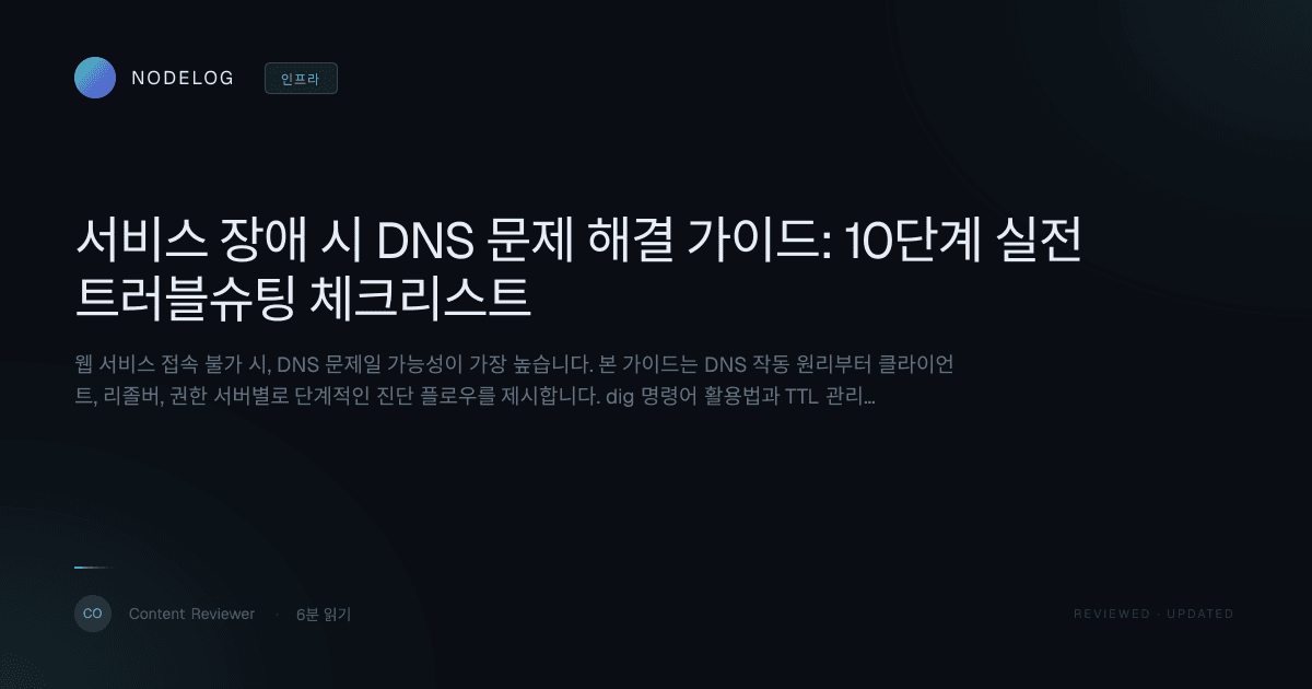 서비스 장애 시 DNS 문제 해결 가이드: 10단계 실전 트러블슈팅 체크리스트