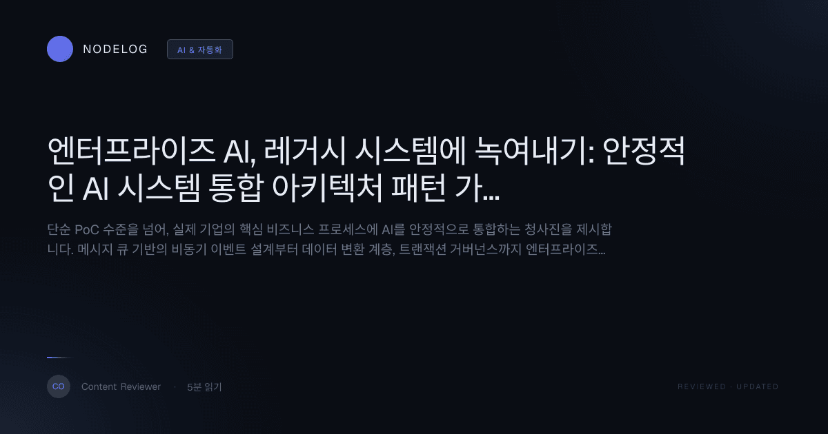 엔터프라이즈 AI, 레거시 시스템에 녹여내기: 안정적인 AI 시스템 통합 아키텍처 패턴 가이드 (1/N)