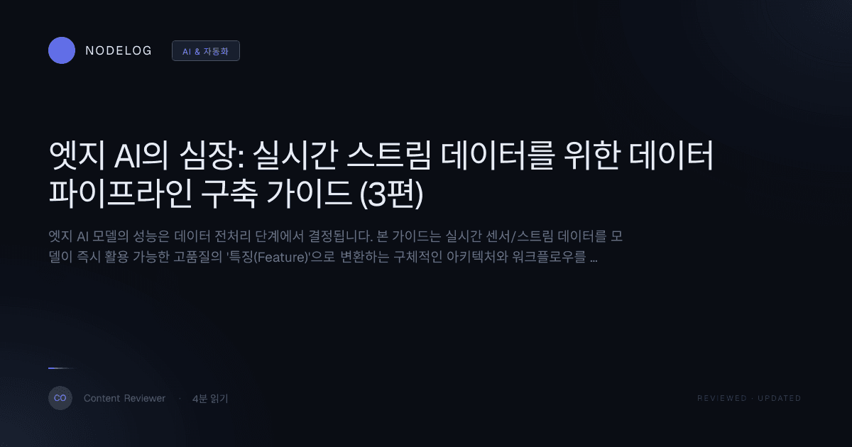 엣지 AI의 심장: 실시간 스트림 데이터를 위한 데이터 파이프라인 구축 가이드 (3편)