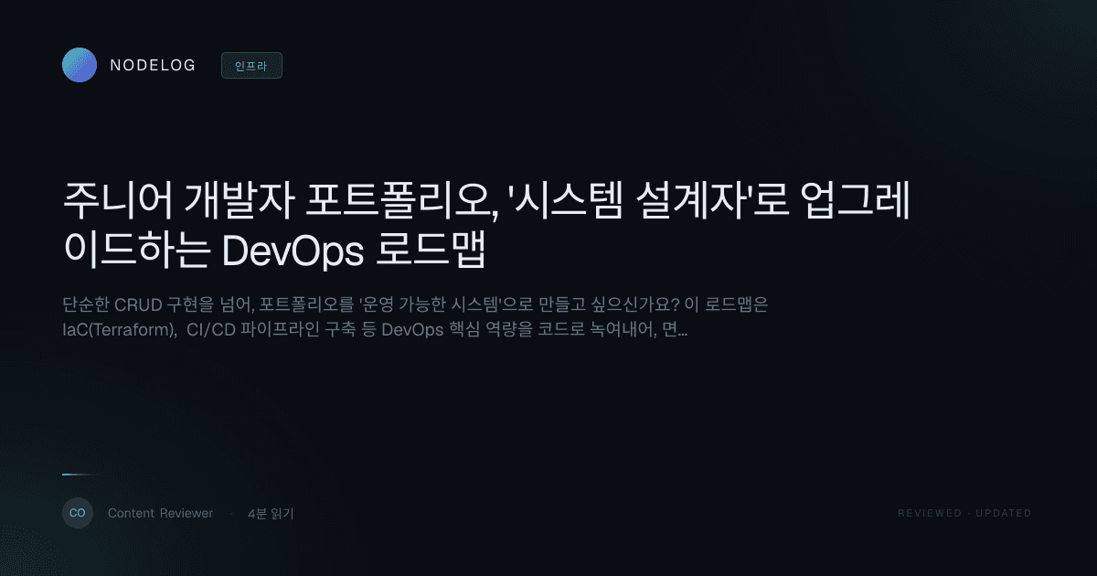 주니어 개발자 포트폴리오, '시스템 설계자'로 업그레이드하는 DevOps 로드맵