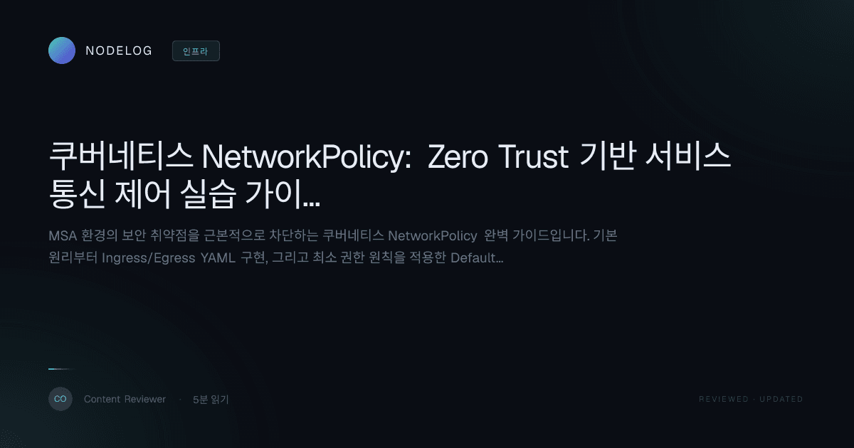 쿠버네티스 NetworkPolicy: Zero Trust 기반 서비스 통신 제어 실습 가이드