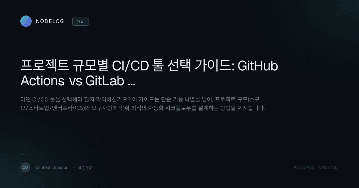 프로젝트 규모별 CI/CD 툴 선택 가이드: GitHub Actions vs GitLab vs Jenkins 완벽 비교