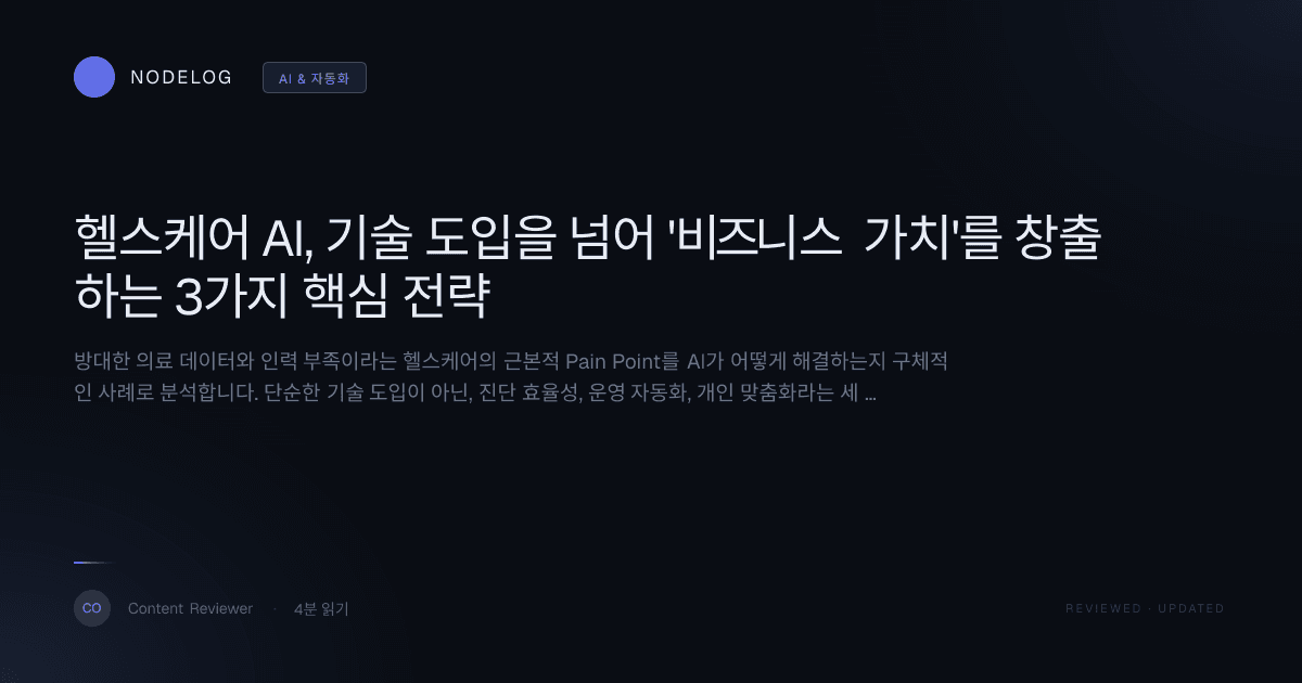 헬스케어 AI, 기술 도입을 넘어 '비즈니스 가치'를 창출하는 3가지 핵심 전략