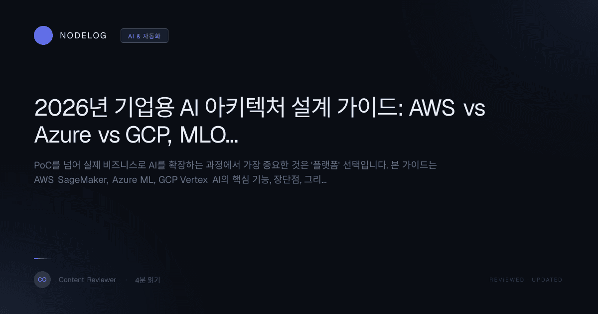 2026년 기업용 AI 아키텍처 설계 가이드: AWS vs Azure vs GCP, MLOps 플랫폼 완벽 비교