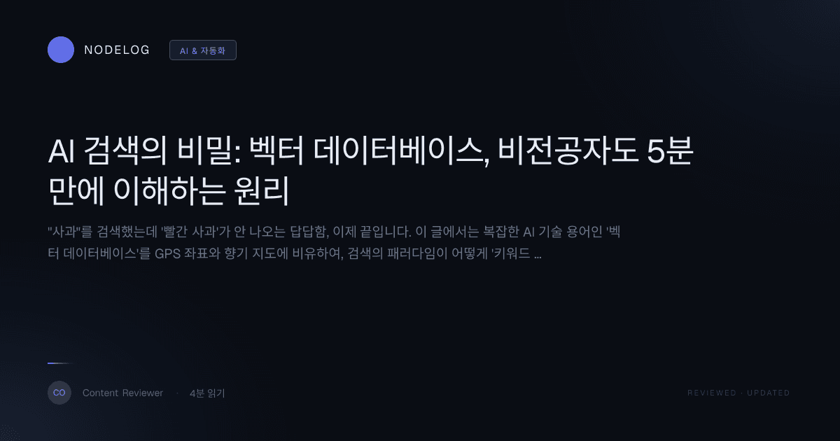 AI 검색의 비밀: 벡터 데이터베이스, 비전공자도 5분 만에 이해하는 원리