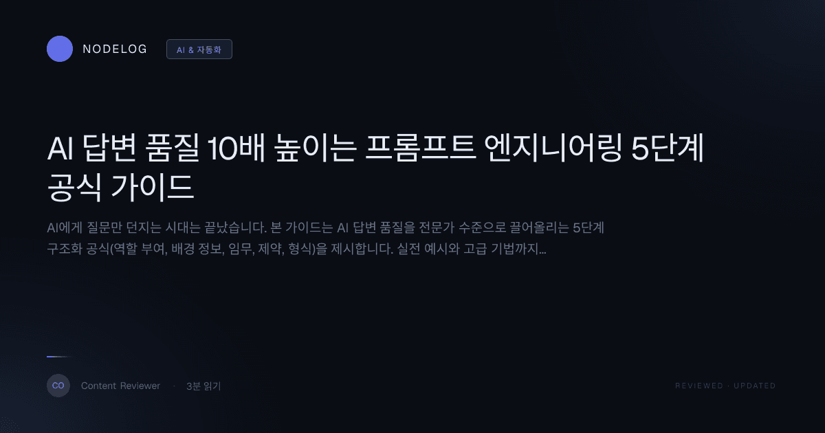 AI 답변 품질 10배 높이는 프롬프트 엔지니어링 5단계 공식 가이드