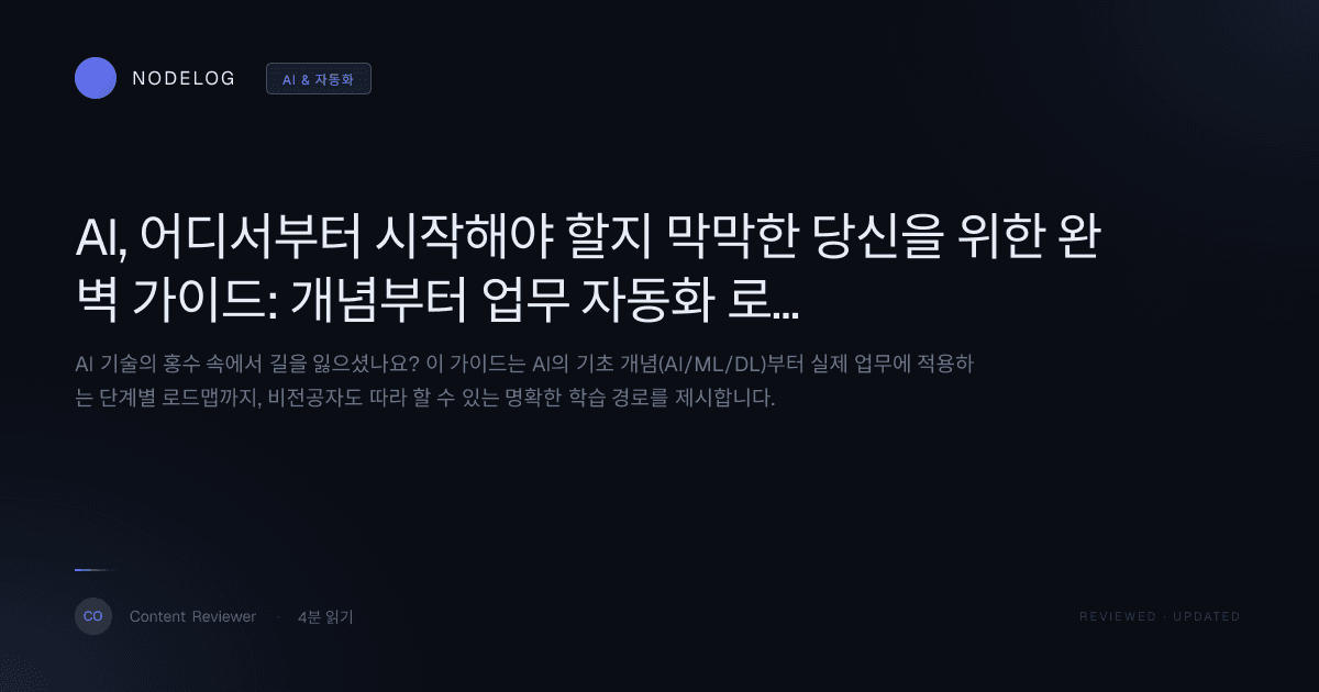 AI, 어디서부터 시작해야 할지 막막한 당신을 위한 완벽 가이드: 개념부터 업무 자동화 로드맵까지