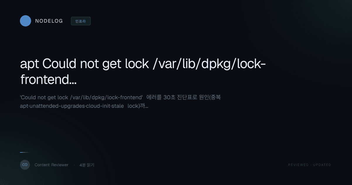 apt Could not get lock /var/lib/dpkg/lock-frontend 30초 진단·복구 런북