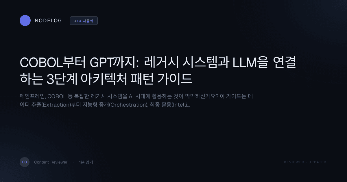 COBOL부터 GPT까지: 레거시 시스템과 LLM을 연결하는 3단계 아키텍처 패턴 가이드