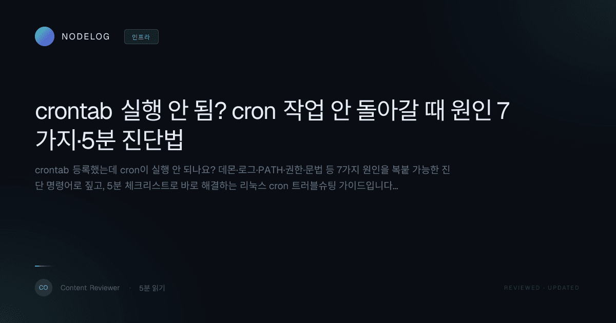 crontab 실행 안 됨? cron 작업 안 돌아갈 때 원인 7가지·5분 진단법