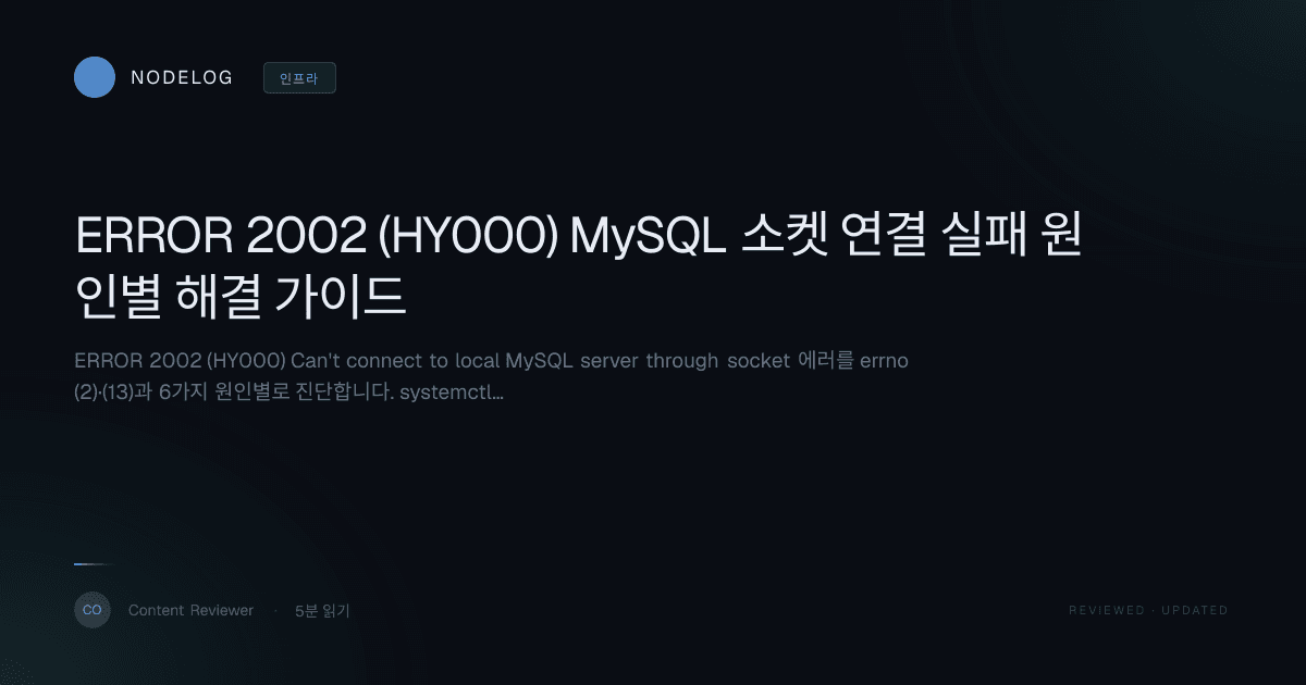 ERROR 2002 (HY000) MySQL 소켓 연결 실패 원인별 해결 가이드