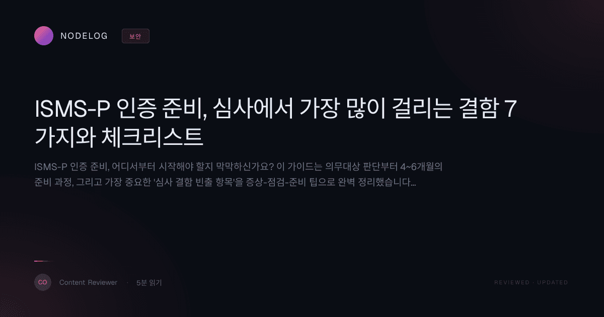 ISMS-P 인증 준비, 심사에서 가장 많이 걸리는 결함 7가지와 체크리스트