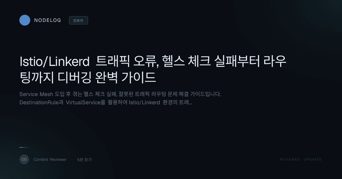 Istio/Linkerd 트래픽 오류, 헬스 체크 실패부터 라우팅까지 디버깅 완벽 가이드