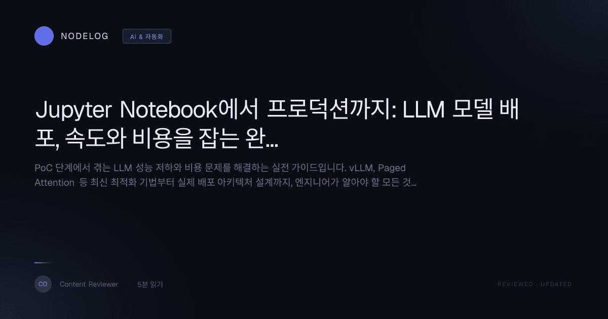 Jupyter Notebook에서 프로덕션까지: LLM 모델 배포, 속도와 비용을 잡는 완벽 가이드