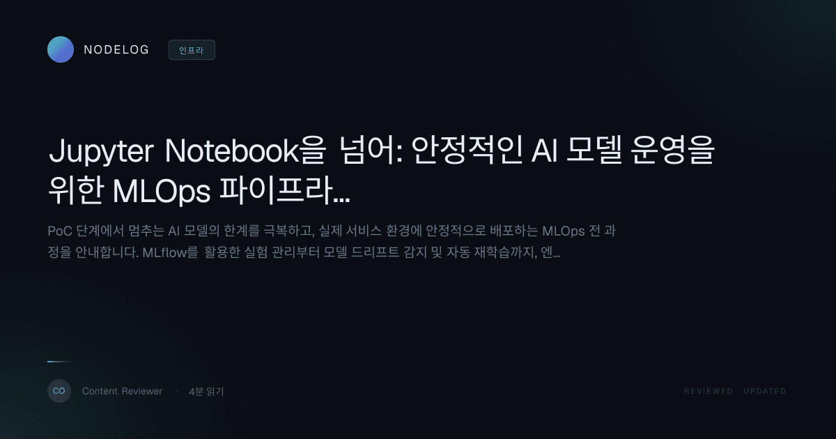 Jupyter Notebook을 넘어: 안정적인 AI 모델 운영을 위한 MLOps 파이프라인 구축 A to Z 가이드