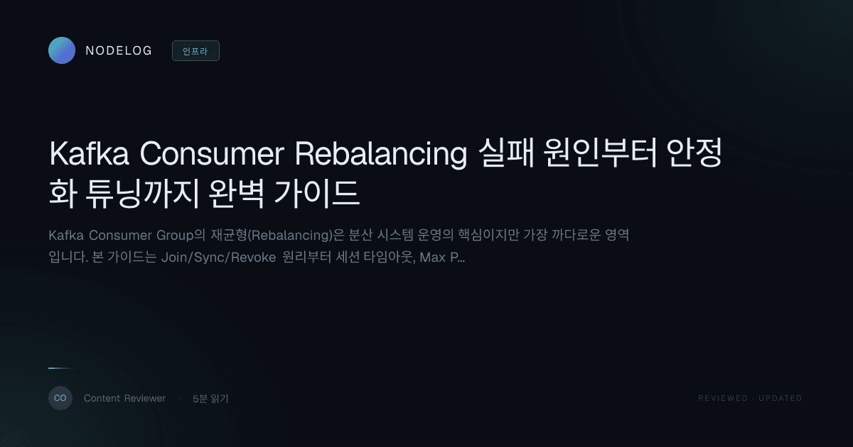 Kafka Consumer Rebalancing 실패 원인부터 안정화 튜닝까지 완벽 가이드