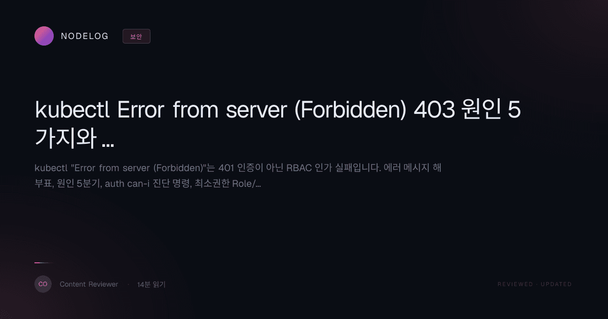kubectl Error from server (Forbidden) 403 원인 5가지와 RBAC 해결법