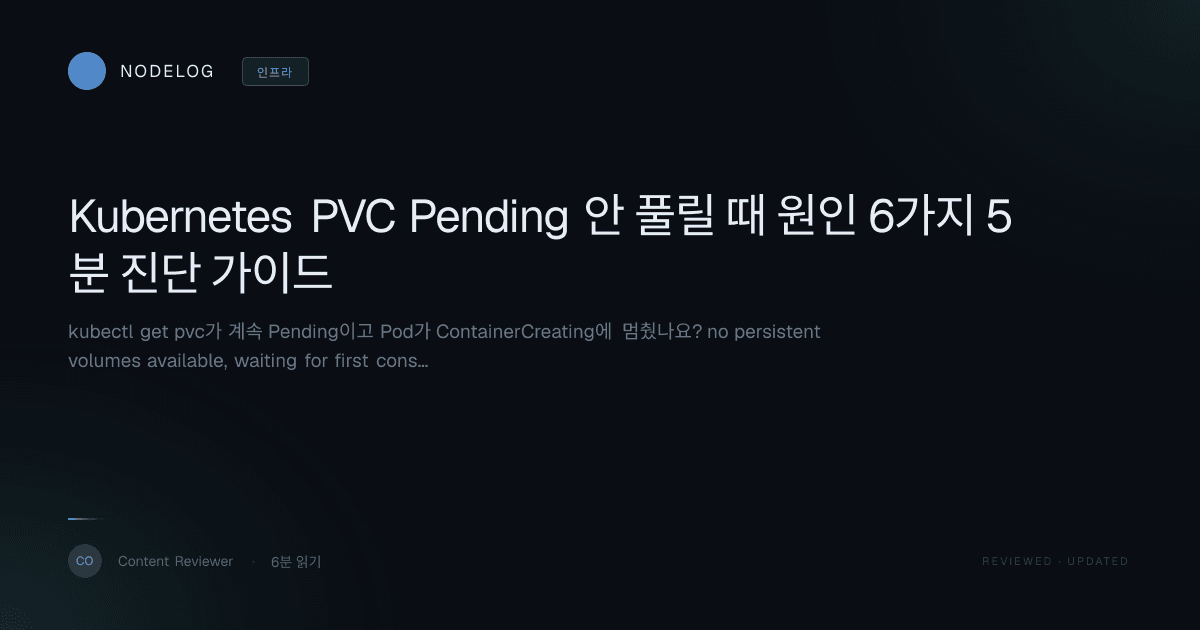 Kubernetes PVC Pending 안 풀릴 때 원인 6가지 5분 진단 가이드