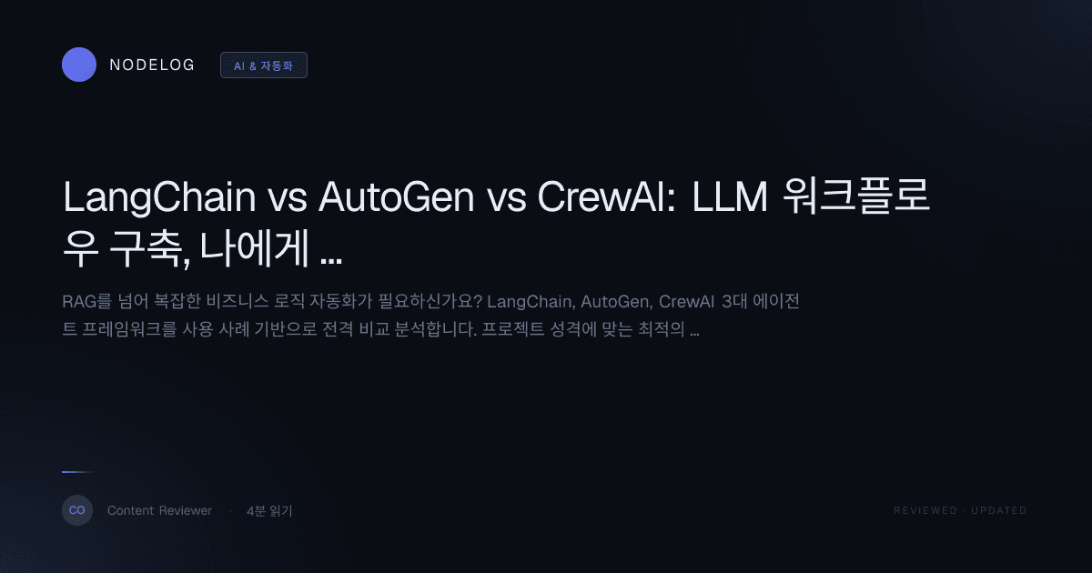 LangChain vs AutoGen vs CrewAI: LLM 워크플로우 구축, 나에게 맞는 '최적의 엔진'은?