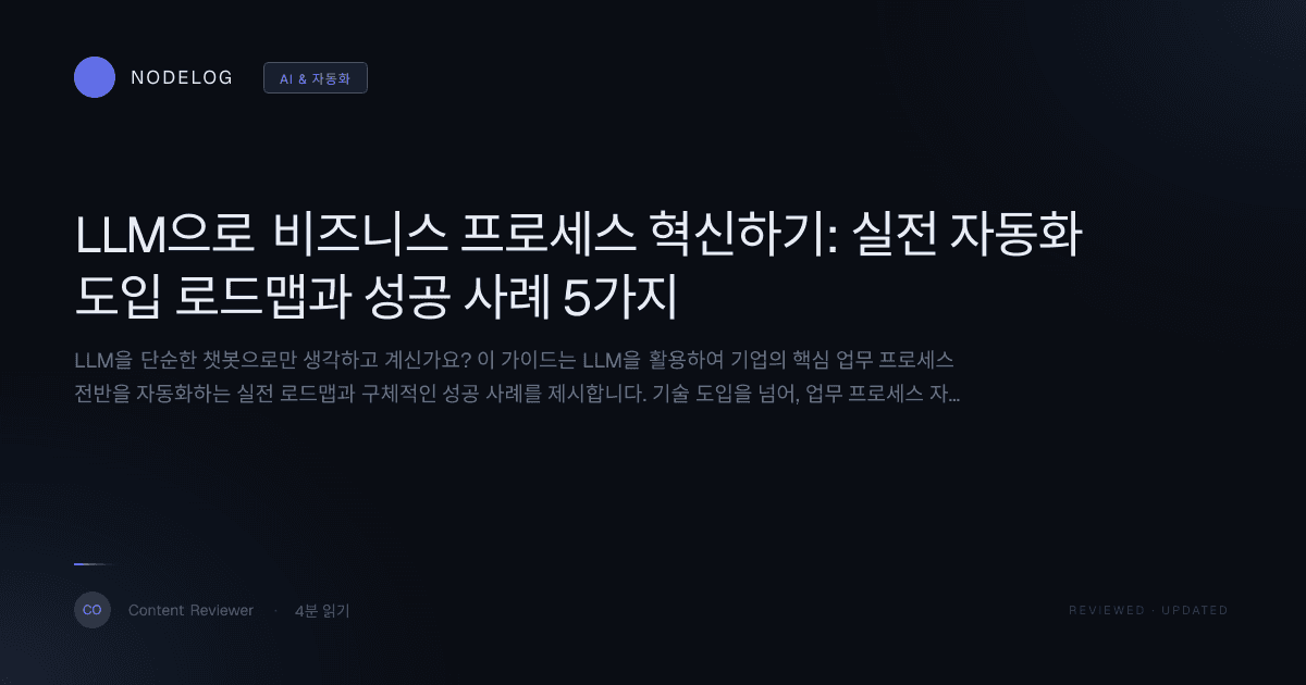 LLM으로 비즈니스 프로세스 혁신하기: 실전 자동화 도입 로드맵과 성공 사례 5가지