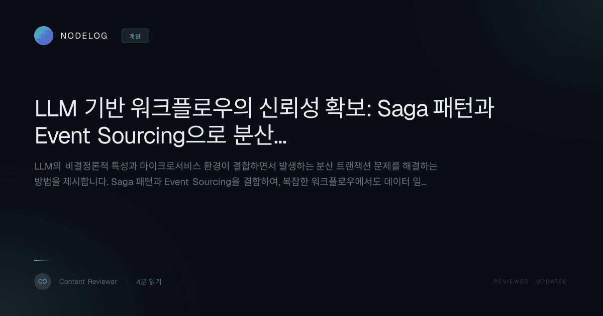 LLM 기반 워크플로우의 신뢰성 확보: Saga 패턴과 Event Sourcing으로 분산 트랜잭션 문제 해결하기
