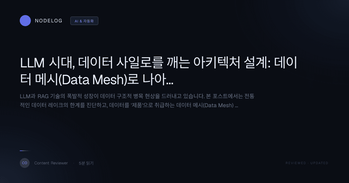 LLM 시대, 데이터 사일로를 깨는 아키텍처 설계: 데이터 메시(Data Mesh)로 나아가기