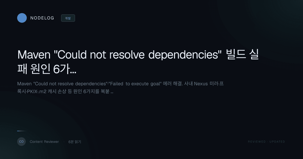 Maven "Could not resolve dependencies" 빌드 실패 원인 6가지·settings.xml 해결법