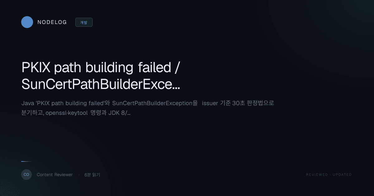 PKIX path building failed / SunCertPathBuilderException 30분 해결 런북