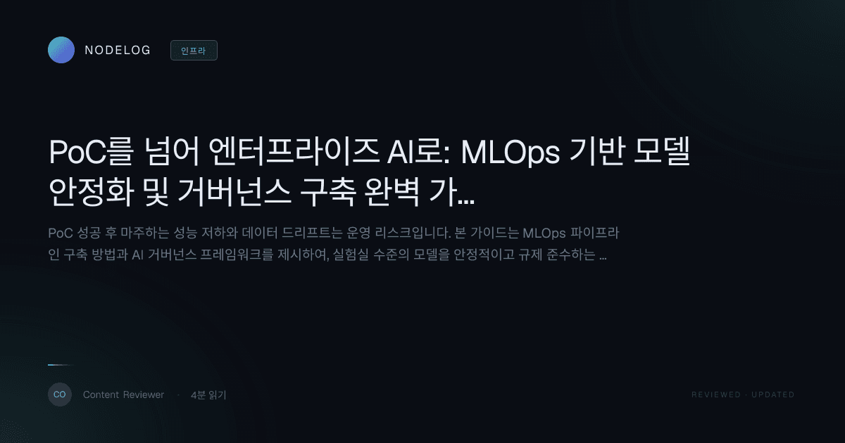 PoC를 넘어 엔터프라이즈 AI로: MLOps 기반 모델 안정화 및 거버넌스 구축 완벽 가이드