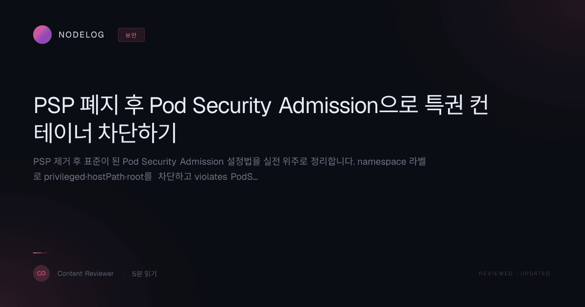 PSP 폐지 후 Pod Security Admission으로 특권 컨테이너 차단하기