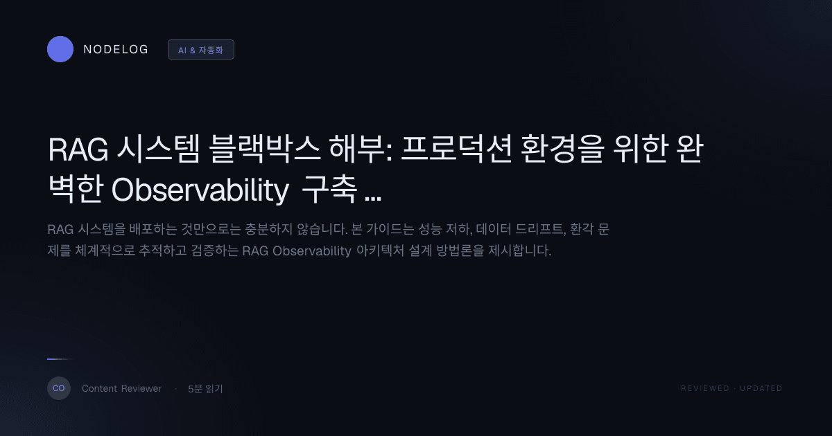RAG 시스템 블랙박스 해부: 프로덕션 환경을 위한 완벽한 Observability 구축 가이드