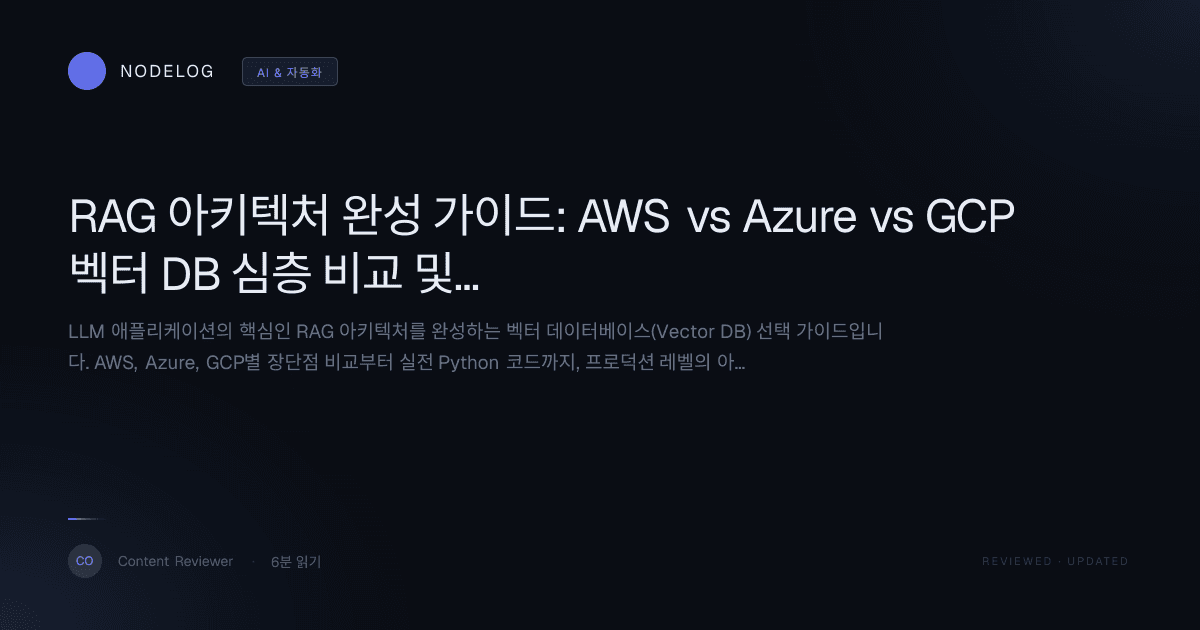 RAG 아키텍처 완성 가이드: AWS vs Azure vs GCP 벡터 DB 심층 비교 및 구축 로드맵