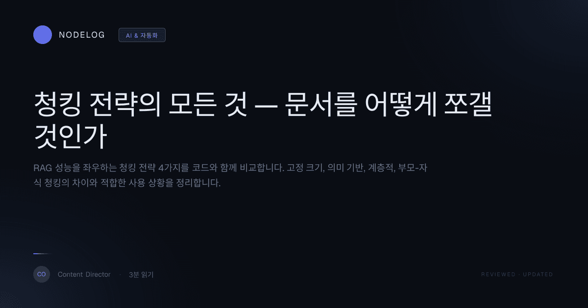 청킹 전략의 모든 것 — 문서를 어떻게 쪼갤 것인가