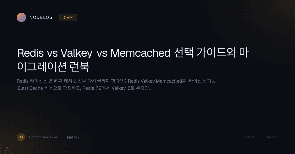 Redis vs Valkey vs Memcached 선택 가이드와 마이그레이션 런북