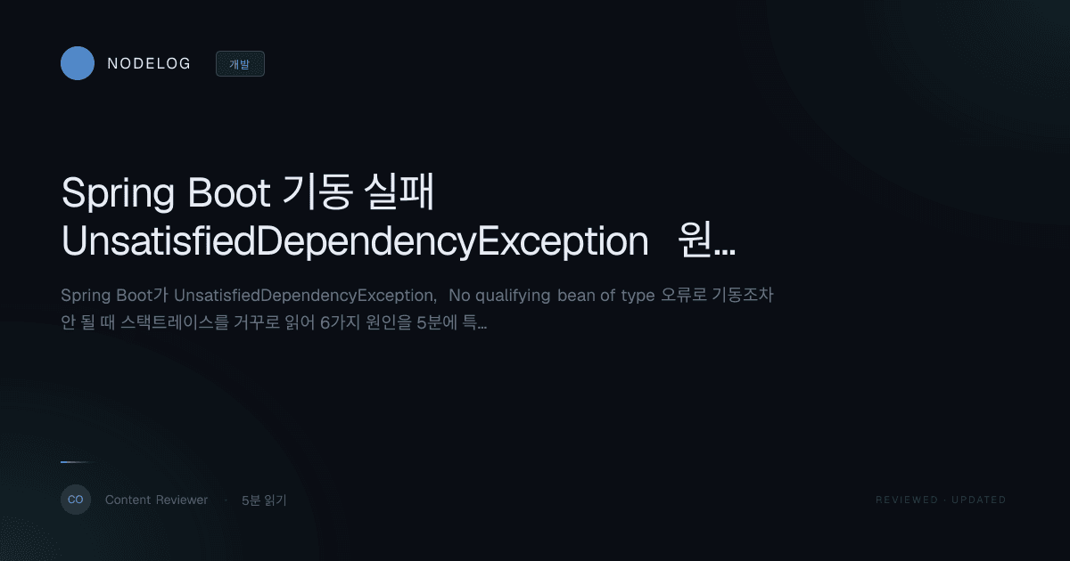 Spring Boot 기동 실패 UnsatisfiedDependencyException 원인 6가지 해결법