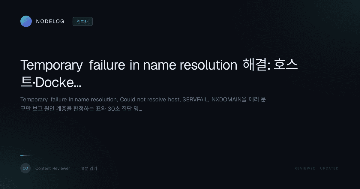 Temporary failure in name resolution 해결: 호스트·Docker·K8s DNS 진단 런북