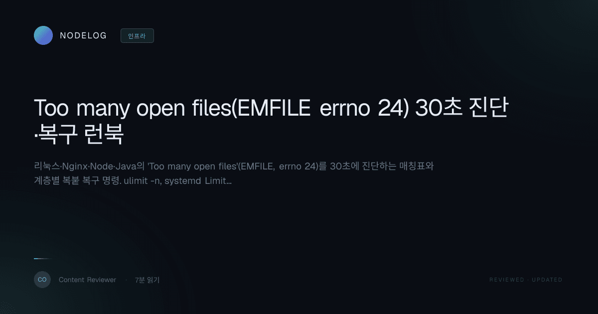 Too many open files(EMFILE errno 24) 30초 진단·복구 런북