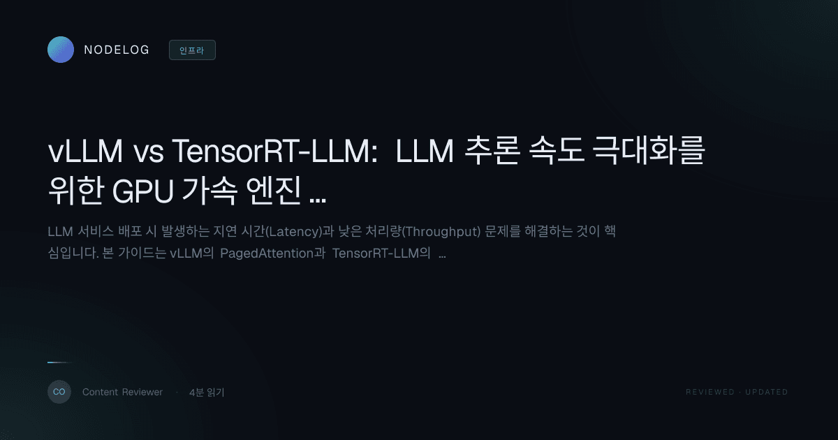 vLLM vs TensorRT-LLM: LLM 추론 속도 극대화를 위한 GPU 가속 엔진 완벽 비교 가이드