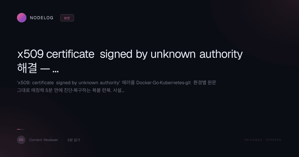 x509 certificate signed by unknown authority 해결 — Docker·Go·k8s·git 복붙 런북
