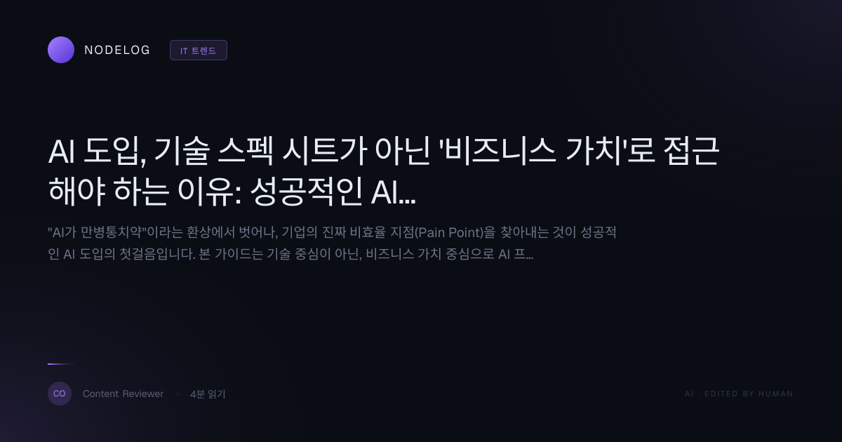 AI 도입, 기술 스펙 시트가 아닌 '비즈니스 가치'로 접근해야 하는 이유: 성공적인 AI 전략 수립 프레임워크