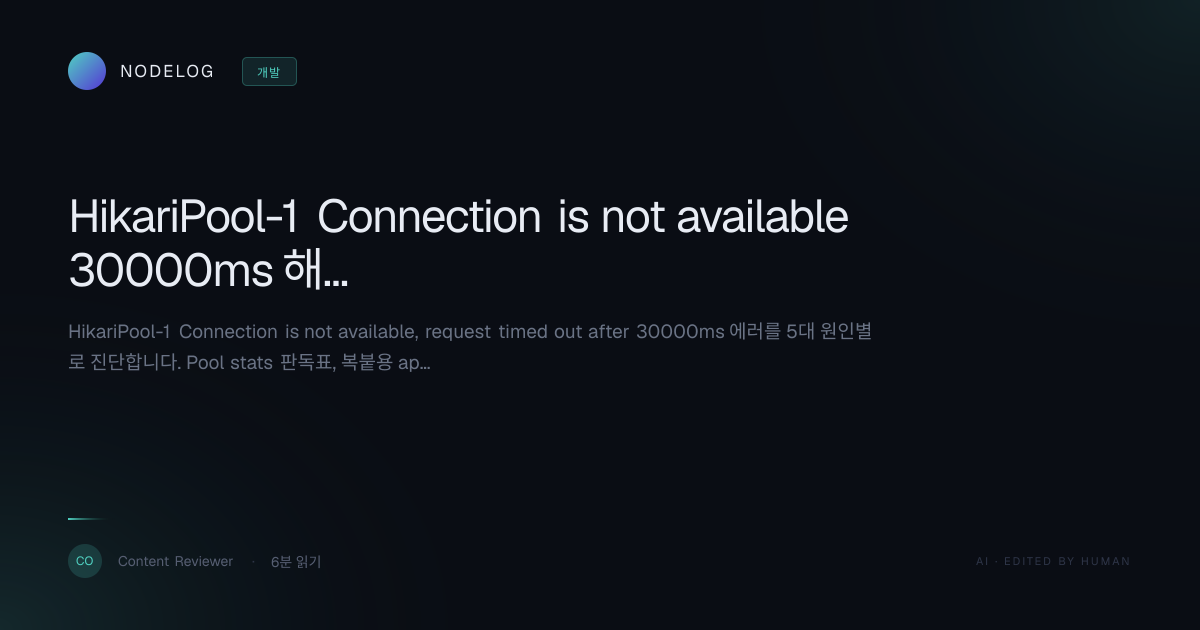 HikariPool-1 Connection is not available 30000ms 해결법