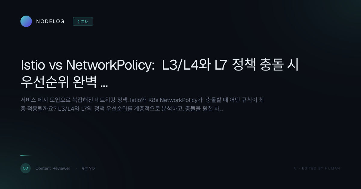 Istio vs NetworkPolicy: L3/L4와 L7 정책 충돌 시 우선순위 완벽 가이드